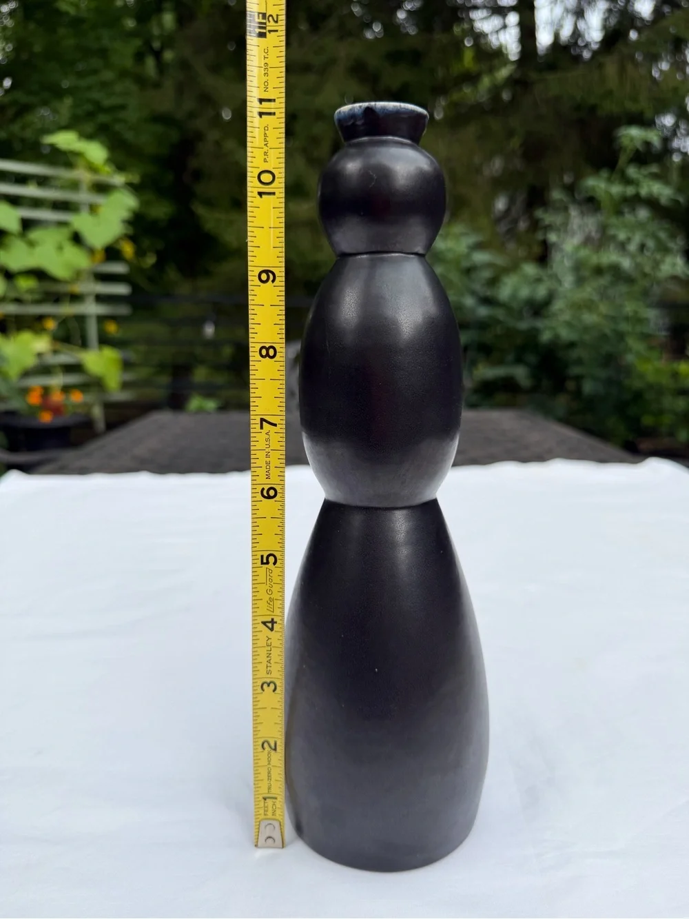 Black Modern Sculptural Vase - Lieberman Pottery. Handmade